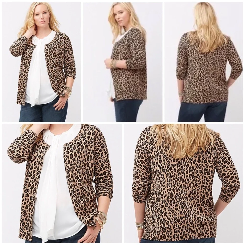 🐆 Lane Bryant, Leopard Print Knit Cardigan